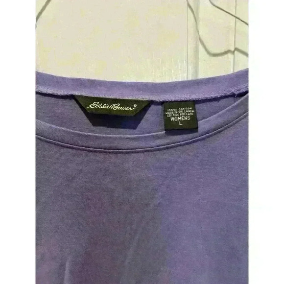 2 Eddie Bauer Tops long sleeve Crew Neck Tee Black and Lavender Both size Large - Picture 7 of 9